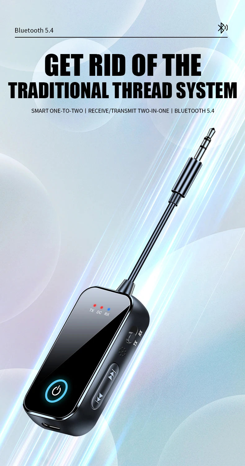 Upgraded Bluetooth 5.4 AUX Receiver Transmitter 3.5MM With Mic HiFi Stereo Music Wireless Audio Adapter For TV PC Airplane Car