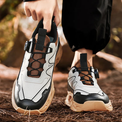 Men's casual sports shoes four season new rotating shoelaces comfort outdoor running walking shoes breathable soft-sole sneakers
