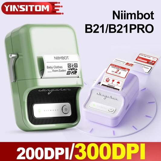 Niimbot B21 B21PRO Mini Adhesive Label Printer Wireless Portable Thermal inkless Maker Photo Barcode PriceTag Sticker 200 300dpi