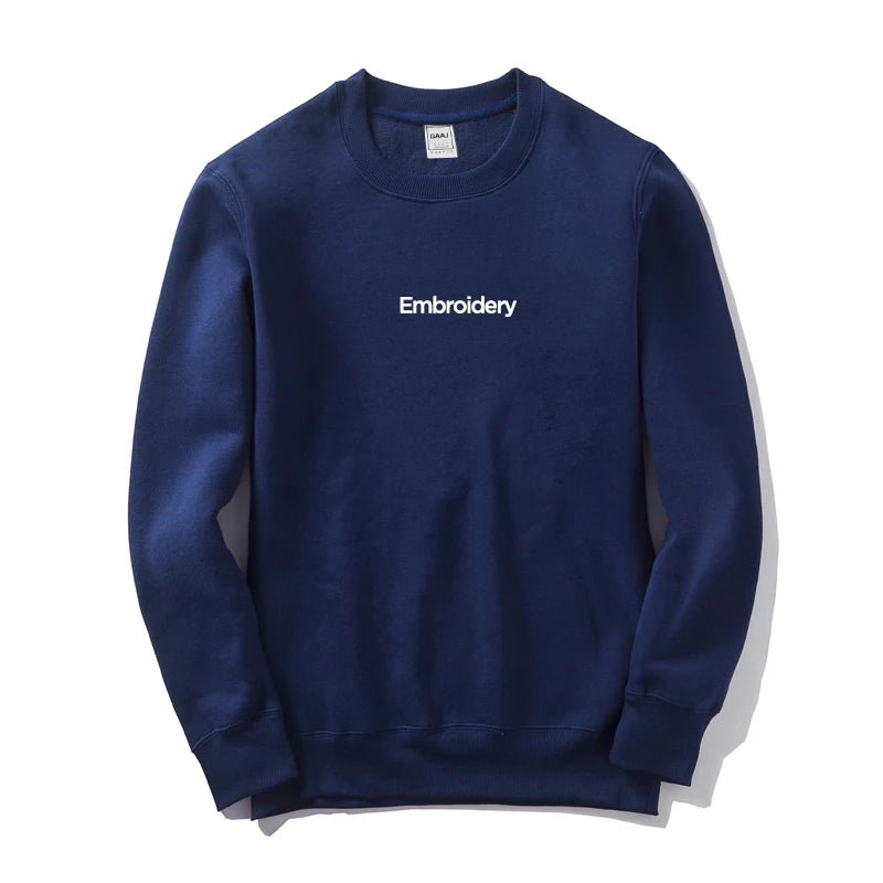 Custom Embroidery Cotton Sweatshirt Customized Brand Design Company Logo Text Men Women Thick Fleece Warm Quality Clothes 350gsm
