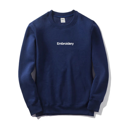 Custom Embroidery Cotton Sweatshirt Customized Brand Design Company Logo Text Men Women Thick Fleece Warm Quality Clothes 350gsm