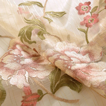 Luxury European Style Velvet Embroidery Curtains for Living Room Bedroom Embroidery Flowers Semi Hollow Blackout Curtain 1 Panel