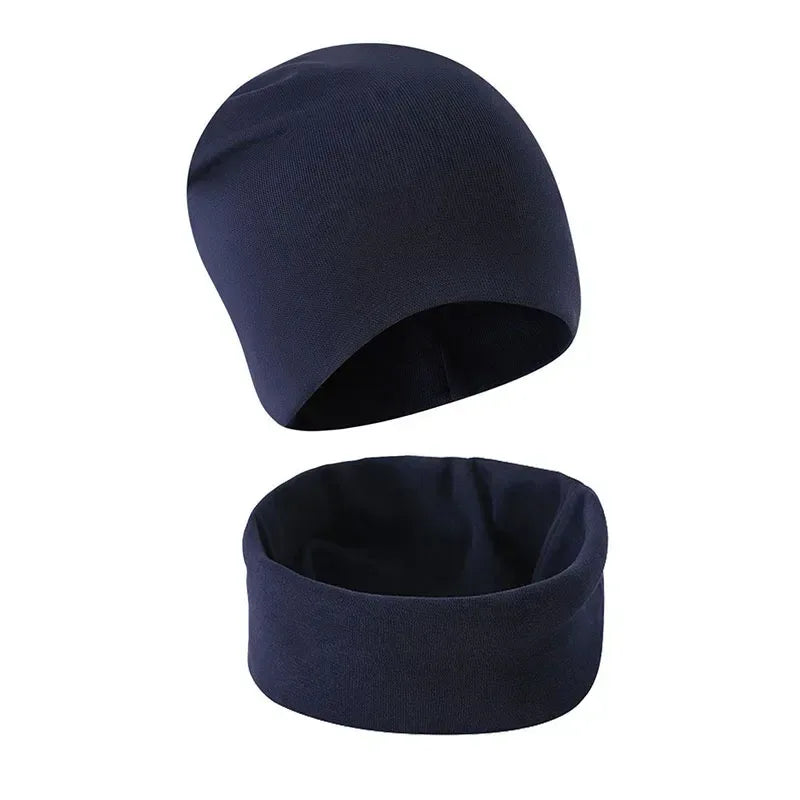 1-14Y Autumn Winter Solid Color Soft Warm Outdoor Activities Cap Scarf for Girls and Boys Infant Hats Set Children Beanies Cap