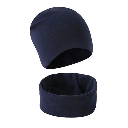 1-14Y Autumn Winter Solid Color Soft Warm Outdoor Activities Cap Scarf for Girls and Boys Infant Hats Set Children Beanies Cap