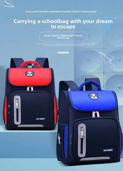 Lightweight Kids Backpack 1 3 6 Grade Spine Protection Reflective Space School Bag for Elementary Students