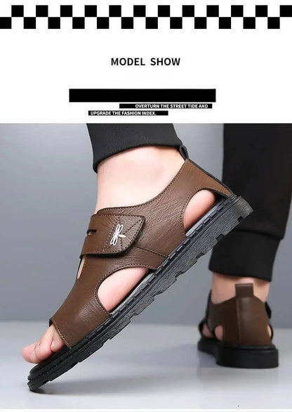 2025 New Fashion Brand Roman Sandals For Men Soft Sole Comfortable High-Quality Leather Beach Men's Casual Shoes