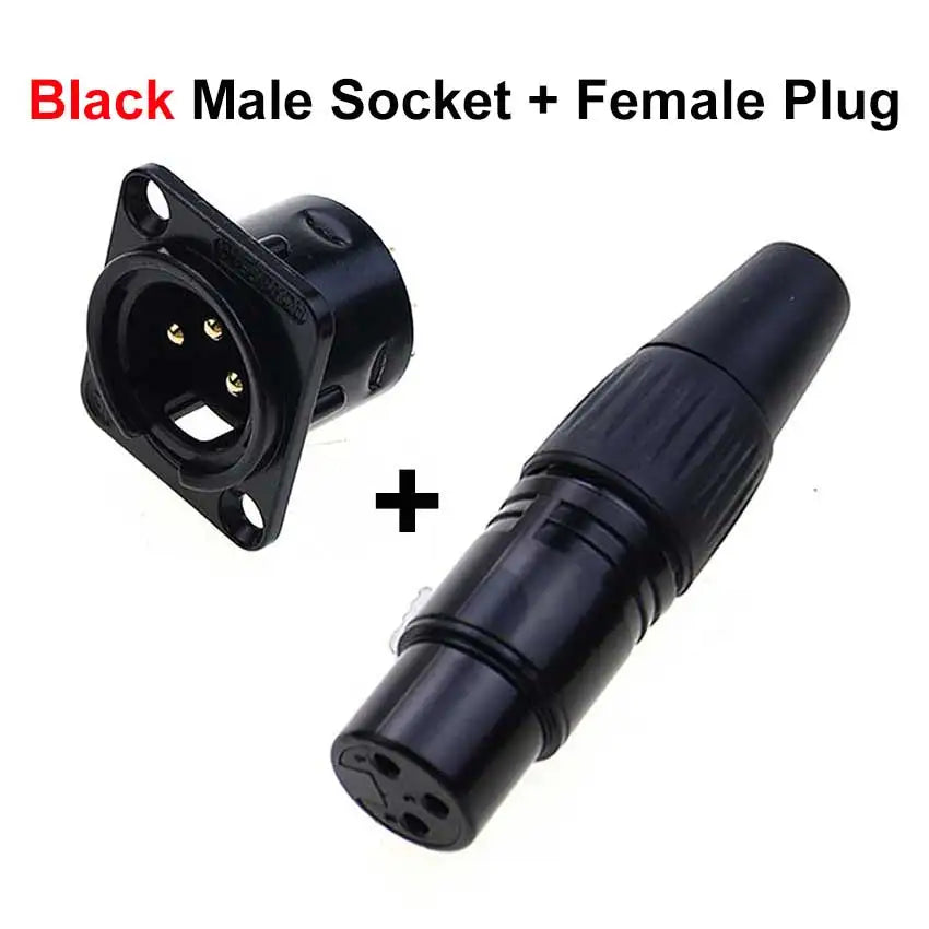 JCD XLR 3pin Male Female Panel Audio Microphone Mixer Plug Jack Connector YS145 YS146 Male Female 3 Core XLR Metal Socket