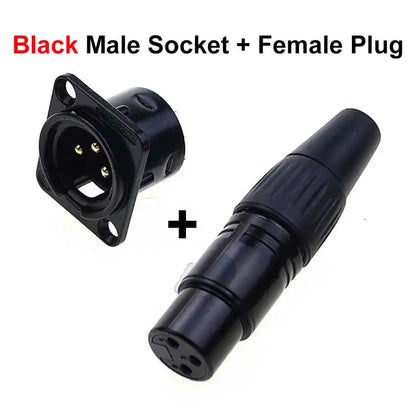 JCD XLR 3pin Male Female Panel Audio Microphone Mixer Plug Jack Connector YS145 YS146 Male Female 3 Core XLR Metal Socket
