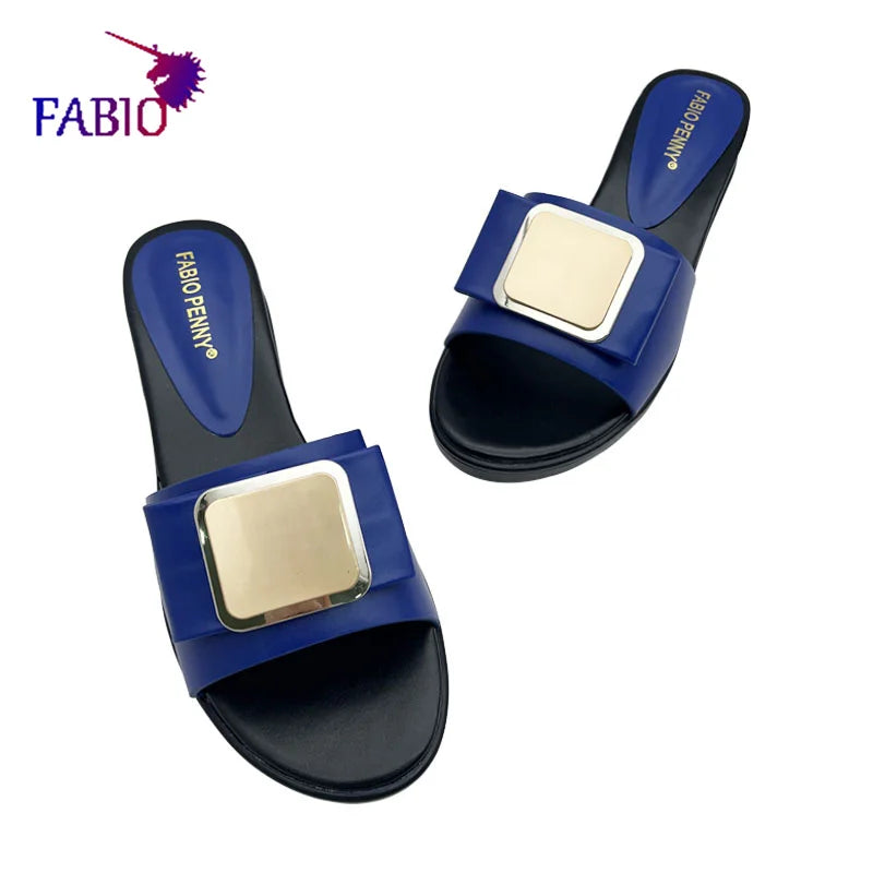 FABIO PENNY's 2026 new popular exquisite metal fashion thick-soled design slippers summer parties comfortable ladies' slippers
