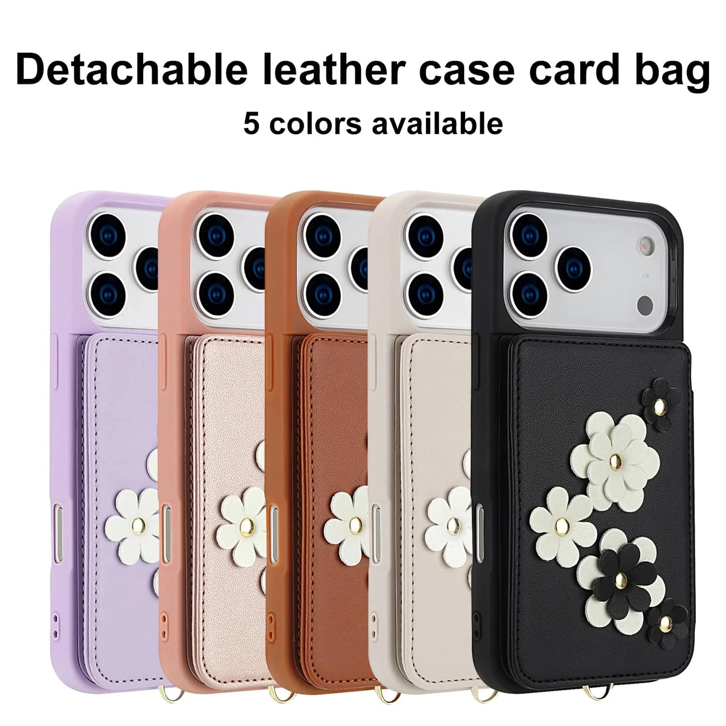 For iPhone 17 Pro Max iPhone Air Case, Wallet with Card Holder, Cute Flower Design Crossbody Purse,Magnetic Kickstand Shockproof