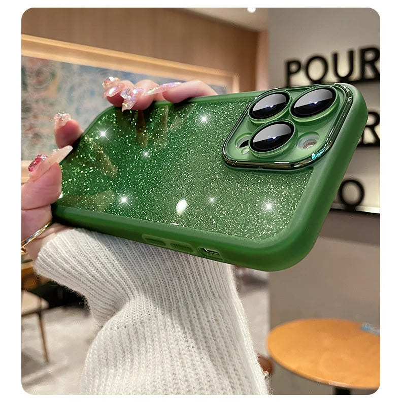 Fashion Bling Glitter Phone Case  For iPhone 16 E 15 Pro Max 14 Plus 13 12 11 Luxury Shockproof Bumper Silicone Clear Back Cover