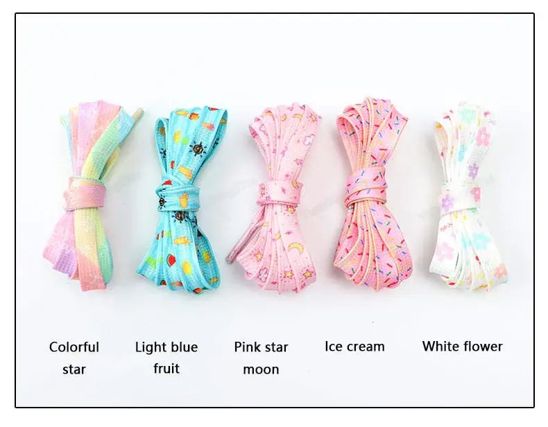1Pair Print Shoelaces for Sneakers Quality Fabric Flat Shoe laces Fashion Girl Laces for Shoes width 0.8cm 120/140/160CM