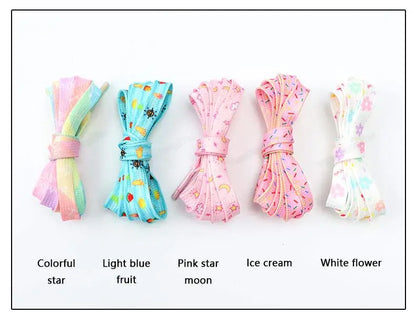 1Pair Print Shoelaces for Sneakers Quality Fabric Flat Shoe laces Fashion Girl Laces for Shoes width 0.8cm 120/140/160CM