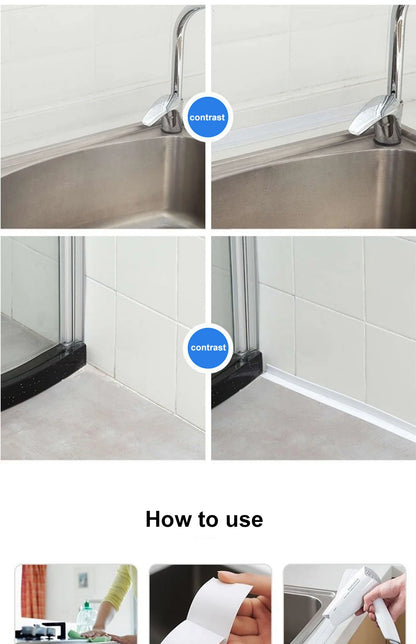 3.2M Bath Caulk Tape Self Adhesive PVC Oil-Proof Kitchen Sink Edge Corner Wall Sticker Waterproof Toilet Sealing Strip Tape