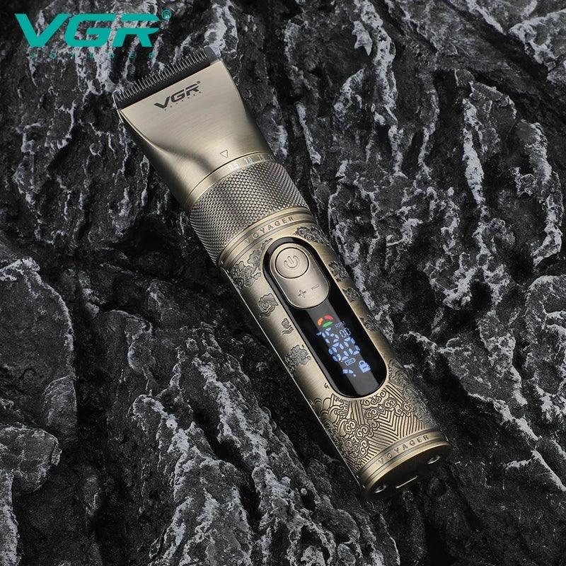 VGR intelligent digital hair clipper metal retro machine height endurance hair trimmer hair salon home carving push shear V-659