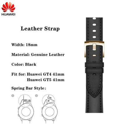 Original 18mm Watch Strap for Huawei GT6 GT5 41mm Leather Strap GT4 41mm FKM Sport Band for GT5pro 42mm Women Calf Leather Band