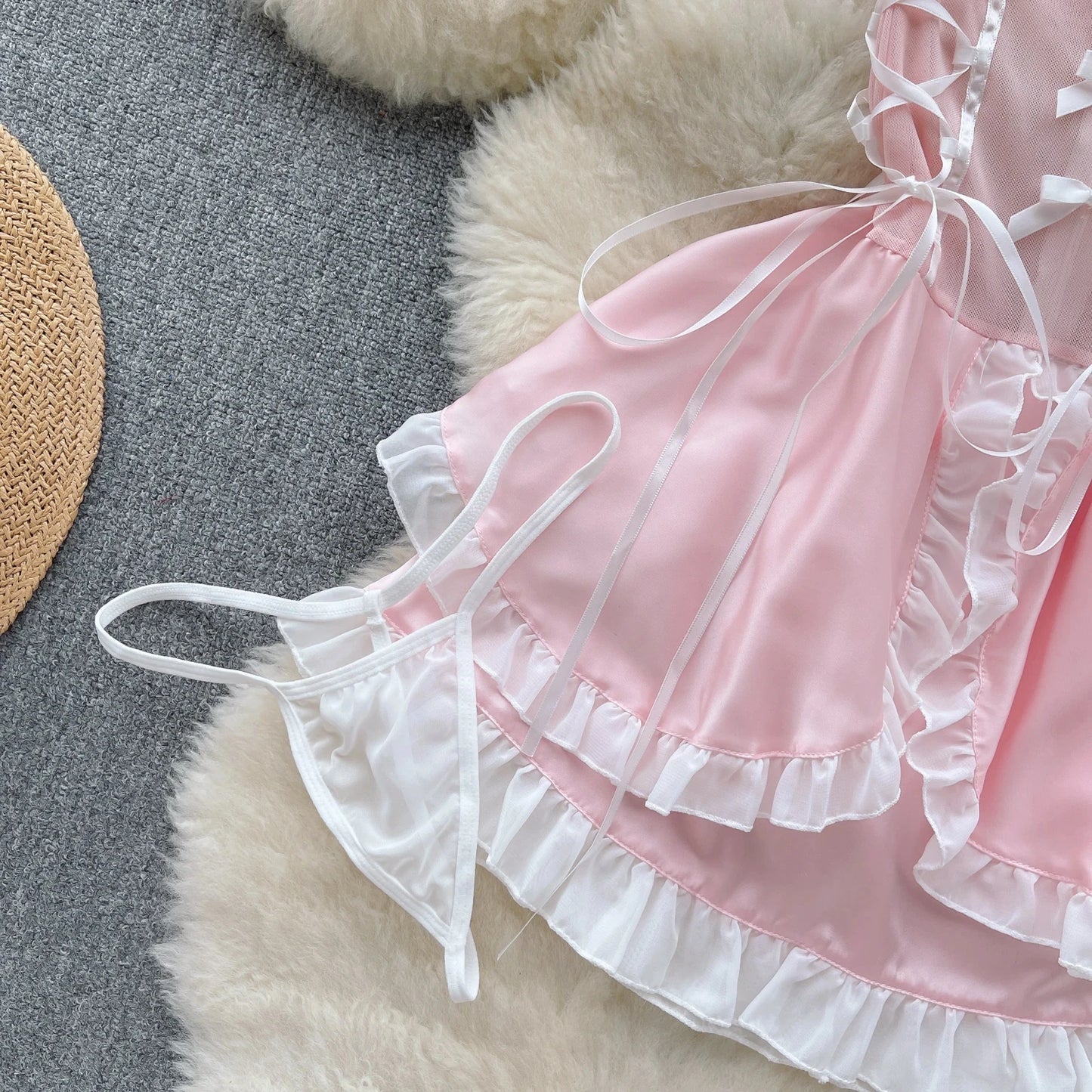 Tenue de soubrette kawaii transparente, lingerie cosplay anime, chat mignon, Lolita, lapin sexy, costumes d'Halloween, robe de princesse en dentelle, nouvelle