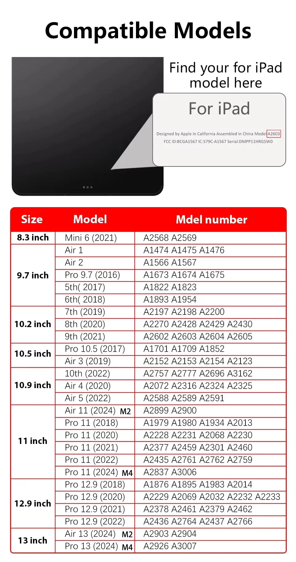 For 2024 iPad Pro11 Case M4 Pro 13" Air 6 4th 5th 12.9 Mini6 10.2 Pro 10.5 8th 9th 10th Magnetic Detachable Rotating Pencil Case