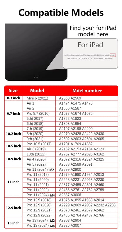 For 2024 iPad Pro11 Case M4 Pro 13" Air 6 4th 5th 12.9 Mini6 10.2 Pro 10.5 8th 9th 10th Magnetic Detachable Rotating Pencil Case