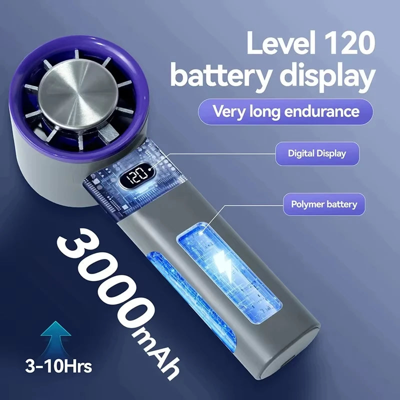 Xiaomi MIJIA Portable Fan Handheld 120 Speed Mini Bladeless Desktop Fan Rechargeable Instant Cooling With Ice Mode For Men Women