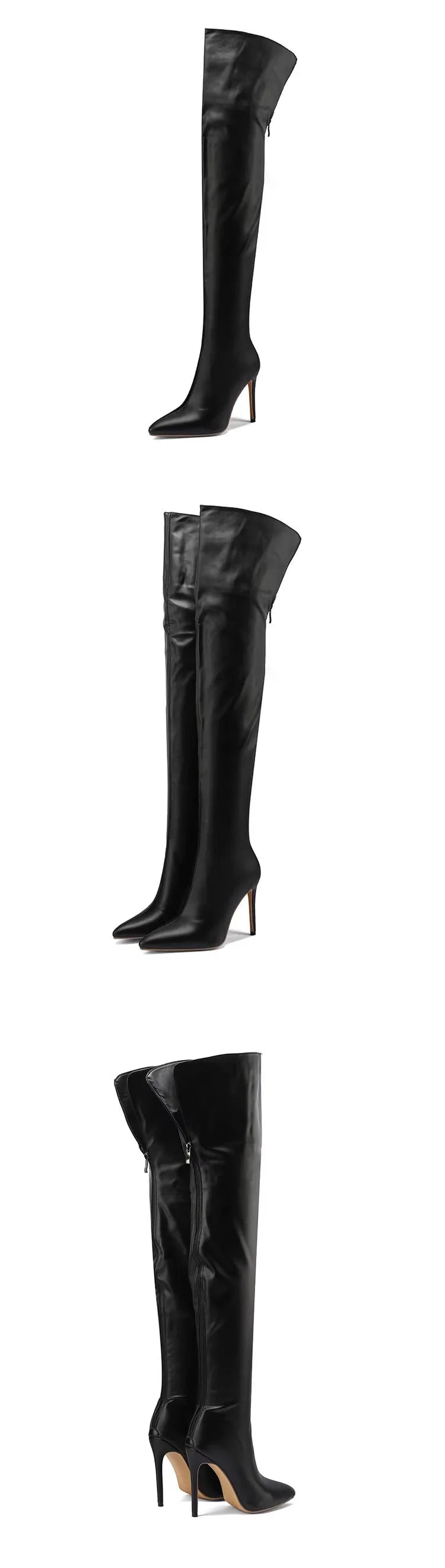 Size 34-48 White Boots For Woman Spring Autumn Stiletto Heels Back Zipper Pointed Toe Thigh Boots Over Knee T Show Shoes 11CM