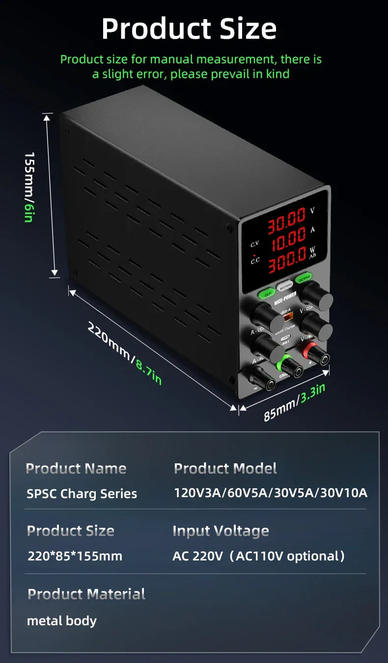 NICE POWER Adjustable DC Power Supply 12V/24V Lead-acid Battery Charging Auto-Stop When Full Reverse Polarity Protection Source