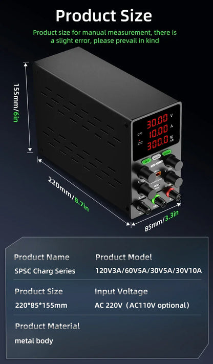 NICE POWER Adjustable DC Power Supply 12V/24V Lead-acid Battery Charging Auto-Stop When Full Reverse Polarity Protection Source