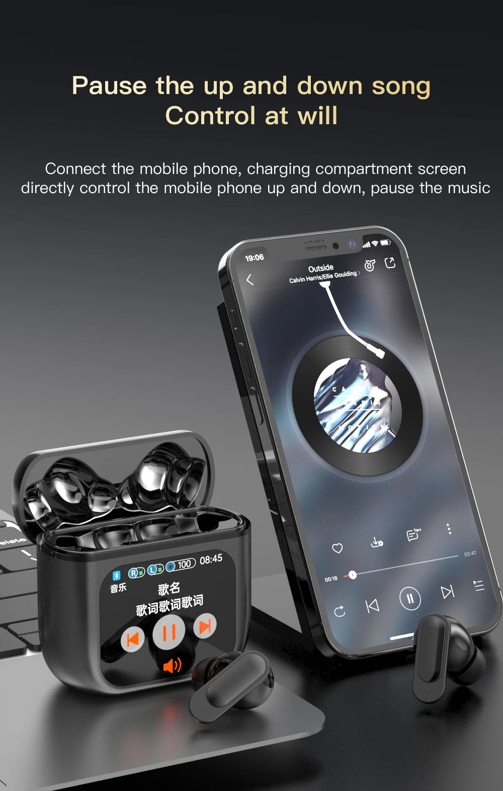 SE60 High quality Touch Screen ANC Wireless Earphones TWS Noise Cancelling Earbud Bluetooth 5.3 Long Battery life HiFi Headphone