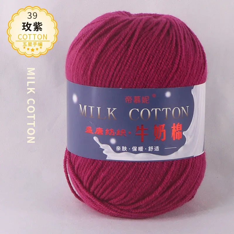 6Pcs Dyed Milk Sweet Soft Cotton Crochet Wool Yarn Thick Yarn Fiber Hand Knitting Wool Crochet Yarn Threads for DIY Sweater