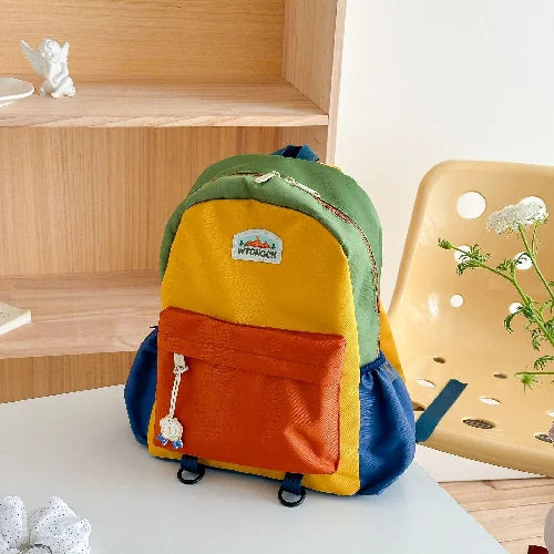 New Embroidery Sun Long Neck Small Dinosaur Backpack Hook Hair Embroidered Cartoon Canvas Kindergarten Children Backpack