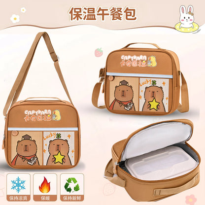 Capybara School Bags for Boys Girls Primary Schoolbag Cartoon School Backpack Set Rucksack Bagpack Kids Cute Children Book Bags