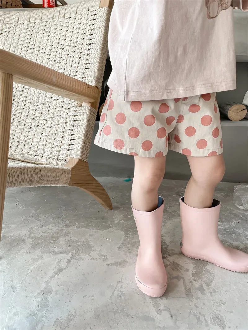 deer jonmi 2022 Summer Baby Girls Polka Dots Shorts Korean Style Children Cotton Trousers Toddlers Kids Casual Shorts