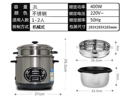 PQKERQE Half-Ball Shape Rice Cooker with 2L Large Capacity, 304 Stainless Steel Inner Pot, Suitable for 3-4 Person Household