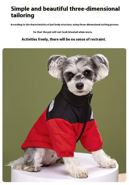 Fashion Dog Coat Clothes, Trendy Embroidered Dog Autumn and Winter Cotton Clothing, Pet Clothing, Thickened Warm Down Clothing