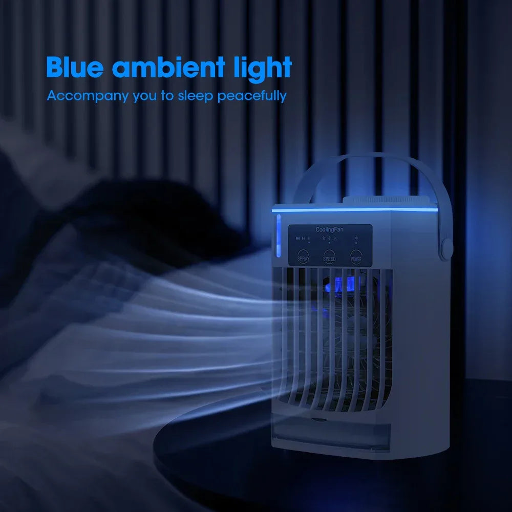 Small Space Air Conditioning for Home Rechargeable Portable Summer Desktop Air Cooler Spray Fan Moist Clean Air for Office Room