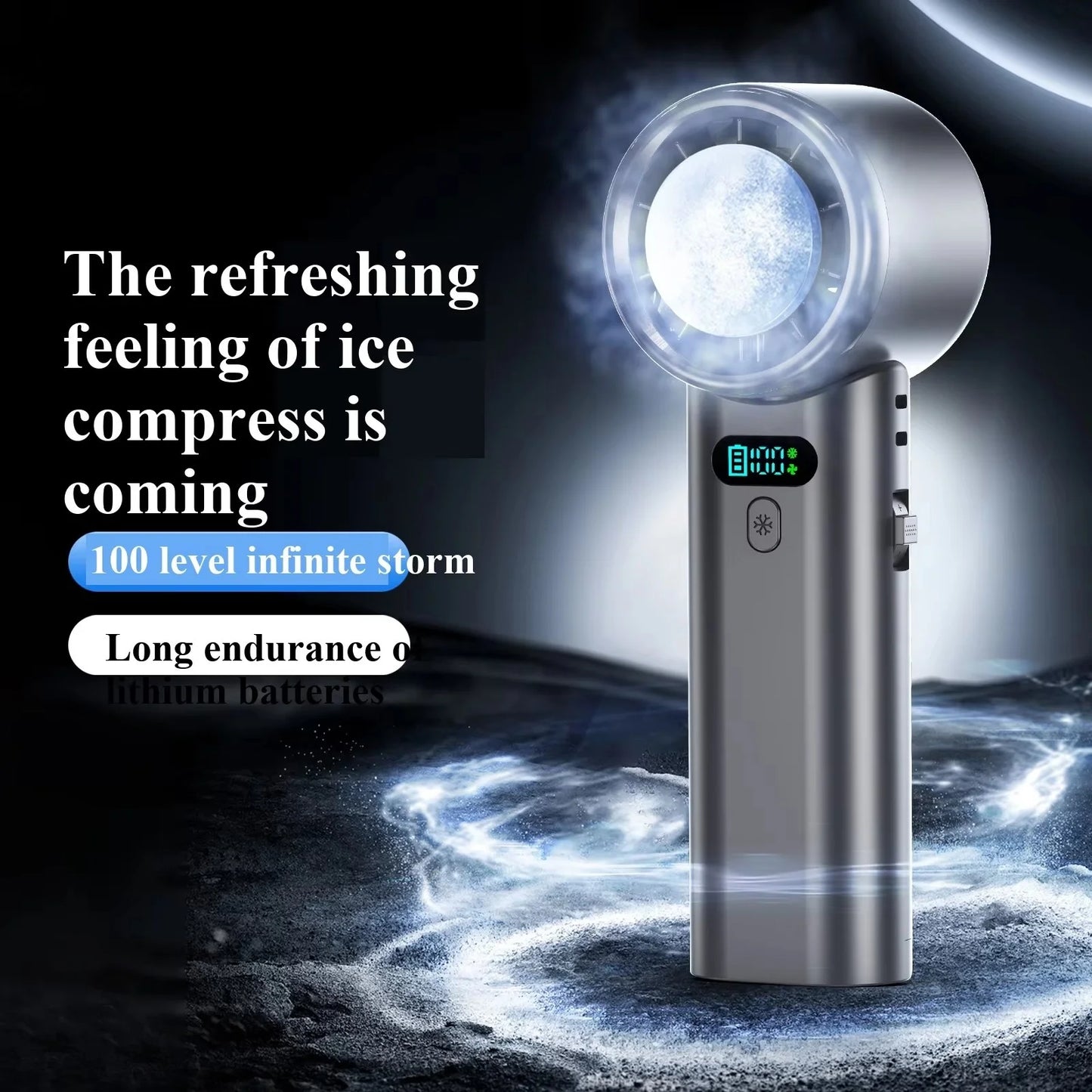 5200mAh Large Capacity Handheld Fan High Speed Refrigeration Handheld Fan 100 Speed  USB Charging Portable Fan
