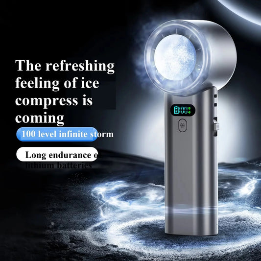 5200mAh Large Capacity Handheld Fan High Speed Refrigeration Handheld Fan 100 Speed  USB Charging Portable Fan