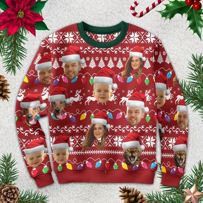 Custom Your Photo 3D Print Ugly Christmas Sweater DIY Face Family Pullovers Funny Image Sweatshirt Personalized Xmas Gift Unisex