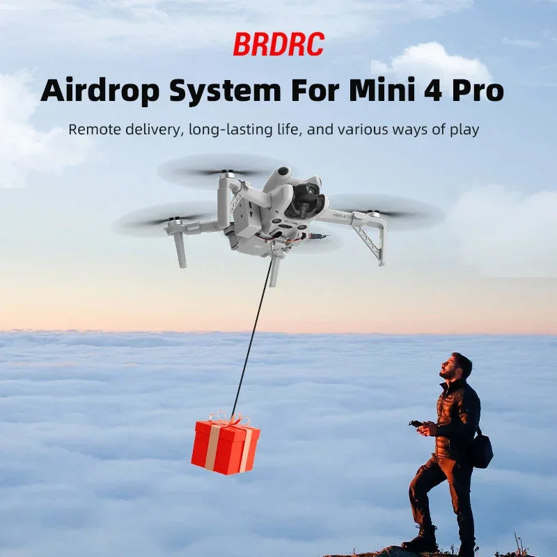 Airdrop System for DJI Mini 4 Pro Quick Release Thrower Casting Bait/Giving Gifts/Emergency Rescue Drone Accessories