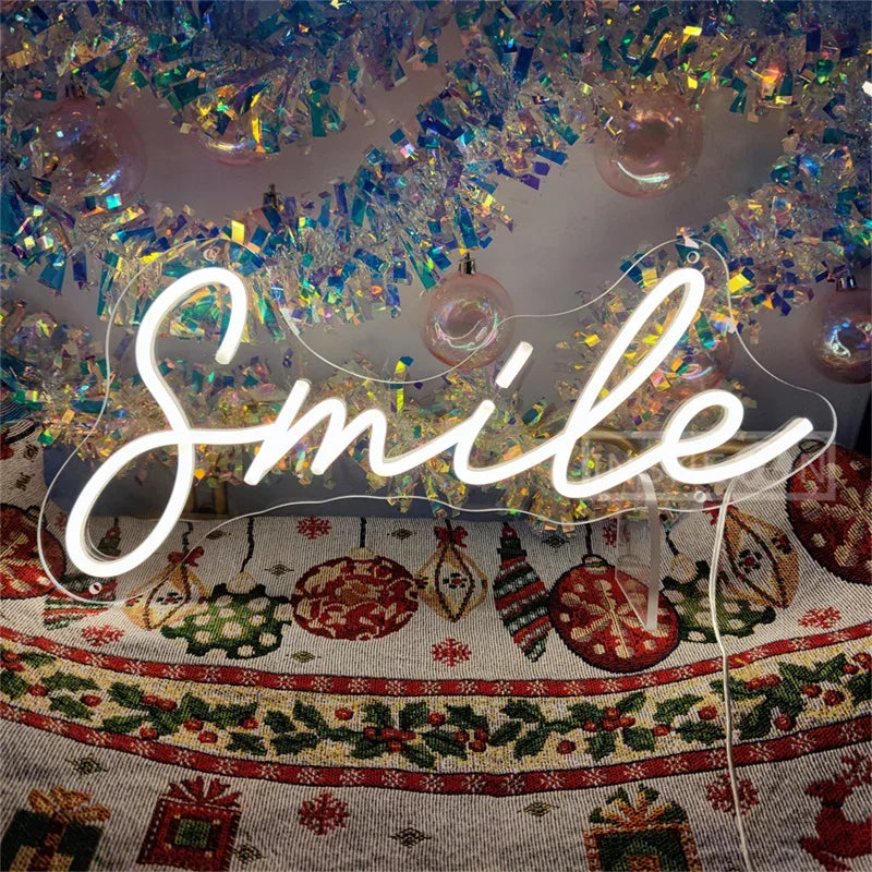 Smile Neon Signs USB-powered Desktop/Bedroom Neon Sign Girl Room Birthday Party Camping Bar Valentine's Day Christmas Decoration