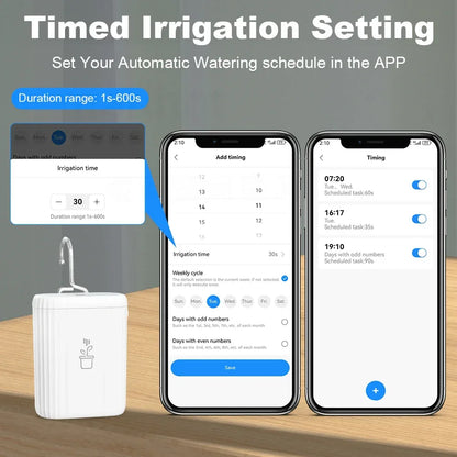 Tuya WiFi Smart Watering Pump 18650 Rechargeable Battery Intelligent Auto Sprinkler Drip Irrigation Flowers Home Garden Tools