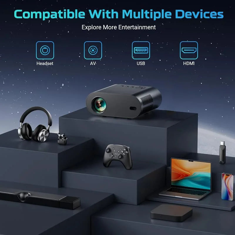 2025 Huaweishi L007  4K 1000ANSI  Native 1080P Projector Auto Focus Keystone Correction BT5.2 Android 11 WIFI6 Home Cinema
