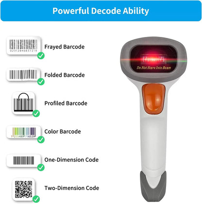NETUM L8BL-W Wired 2D Barcode Scanner and L8BL-B Blueooth Wireless QR Barcode Reader PDF417 Automatic Sensing for Pos Scanning
