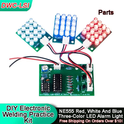 DIY Electronic Welding Practice Kit NE555 Red, White And Blue Flash LED Alarm Light Strobe Module Production Design Kit