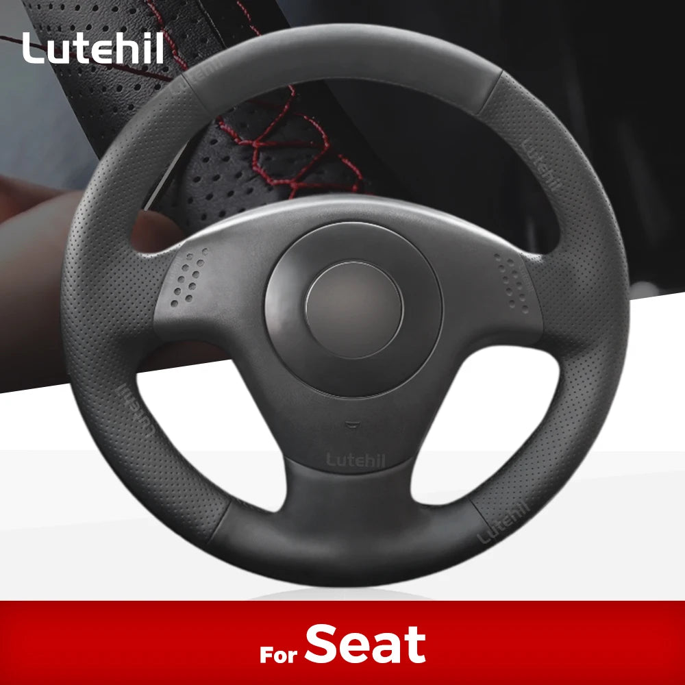 For Seat Ibiza 2004 2005 2006 Custom Car Steering Wheel Braid Cover Hand Sewing DIY Artificial leather Suede Car Accessories by PDG ibma