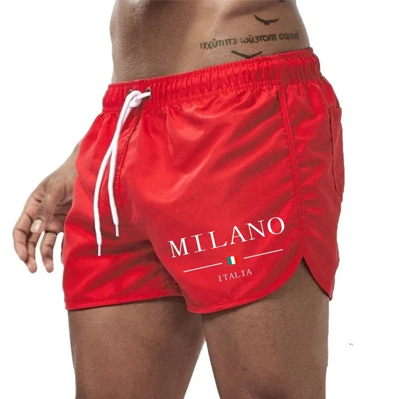 2025 Summer Men's Beach Shorts Urban Print Beach Trunks Jogging Casual Pants Quick Drying Swimming Homme Surf Lightweight Shorts