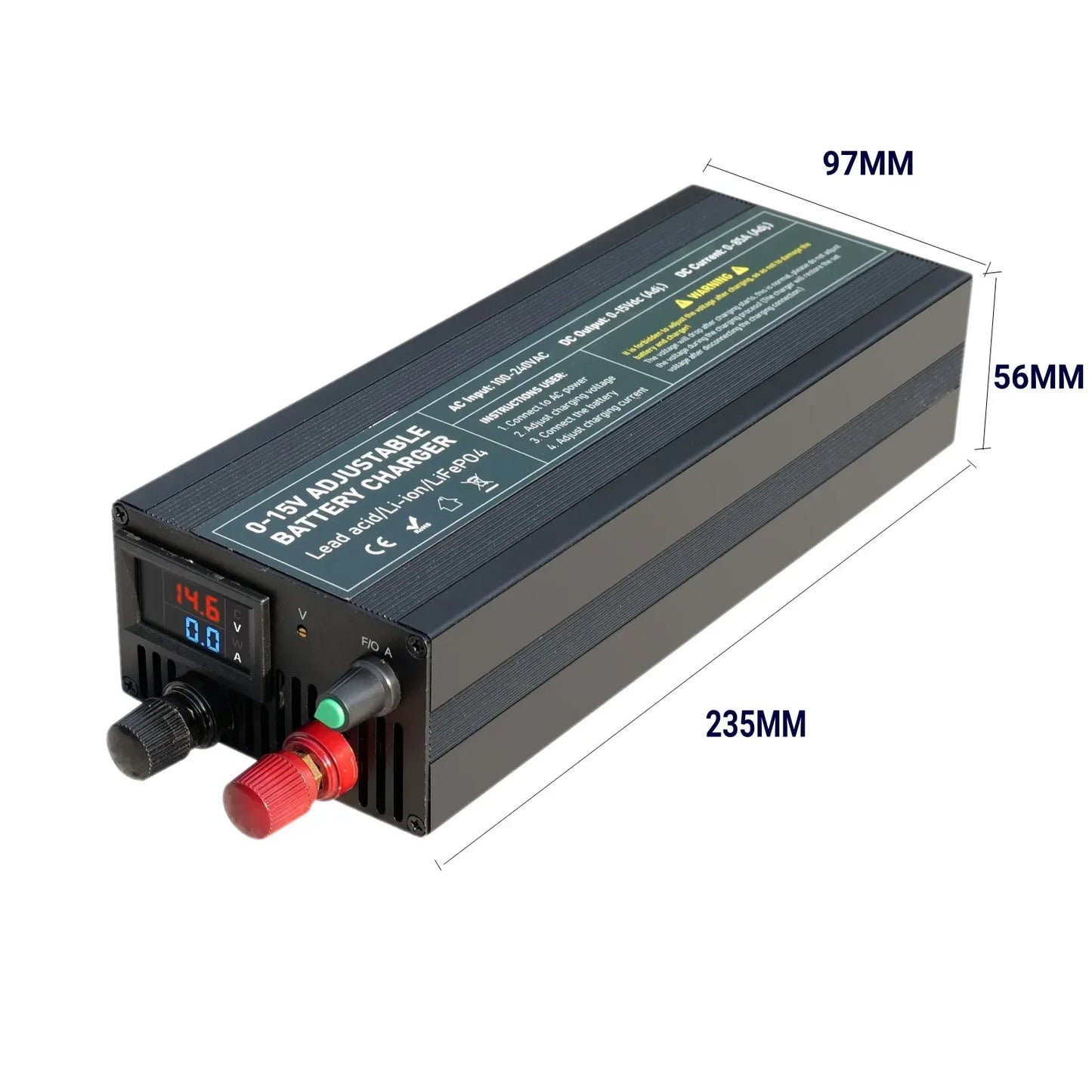 12V 60A 100Ah Solar Large Charger Current Voltage Adjustable for Lifepo4 Universal Chargers Outdoor power supply