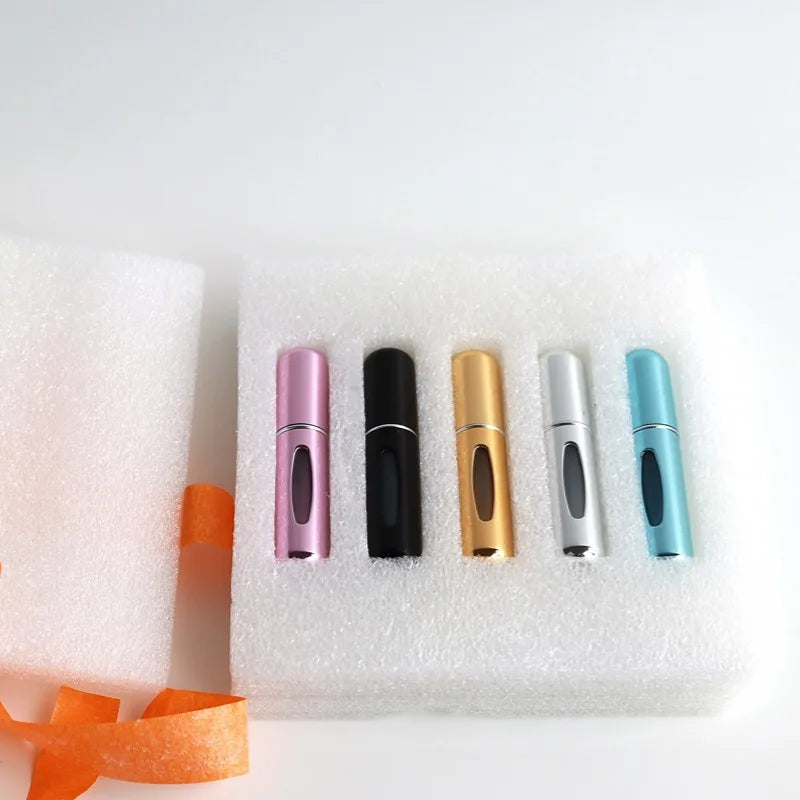 New Hot 5pcs Sets Portable 5ml Perfume Refill Bottle Refillable Spray Scent Pump Empty Atomizer Cosmetic Containers Travel Gift
