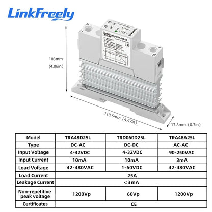 17.8mm Slim Solid State Relay Module Integrated Heatsink SSR DC-DC DC-AC AC-AC DIN Rail 40A DC AC Control Relay Patent Design
