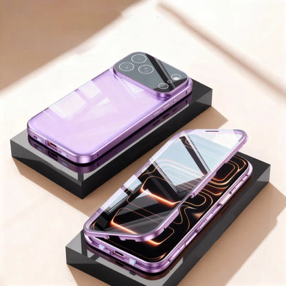 360 ° Full Protection Metal Magnetic Double-Sided Glass Snap Lock Phone Case For iPhone 17 Pro Max/17/Air/17 Pro Bumper Cover